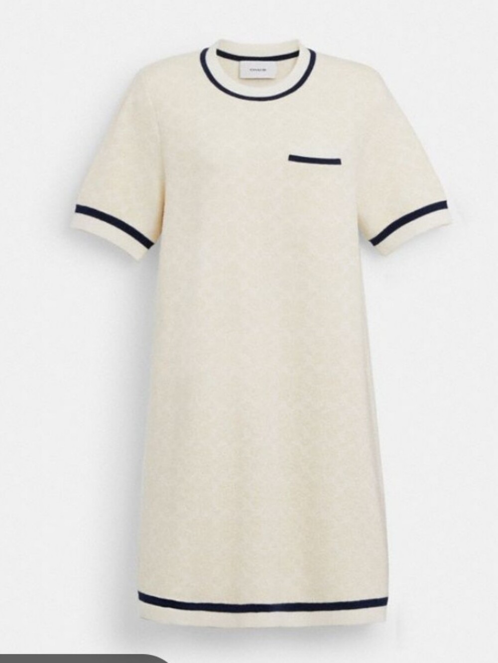 Coach Women's Cream Knit Dress with Navy Trim